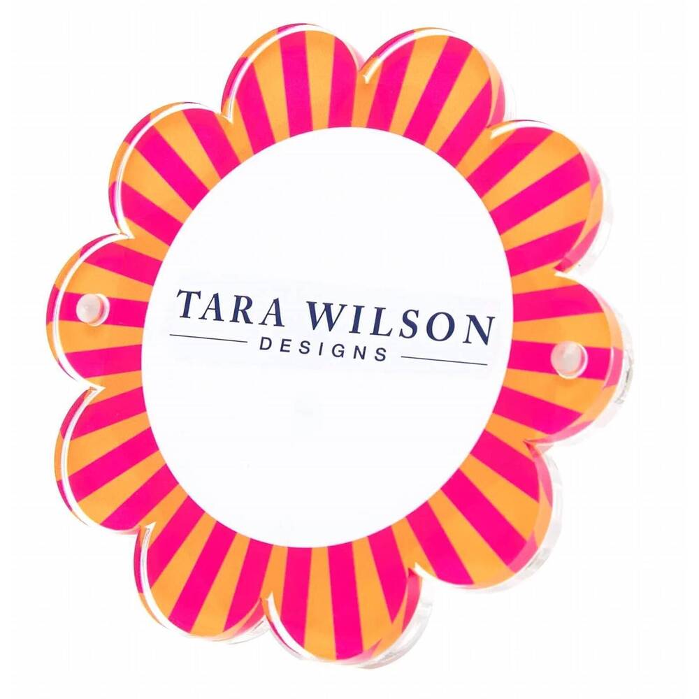NEW TARA WILSON DESIGNS daisy acrylic picture frame= in pink + orange